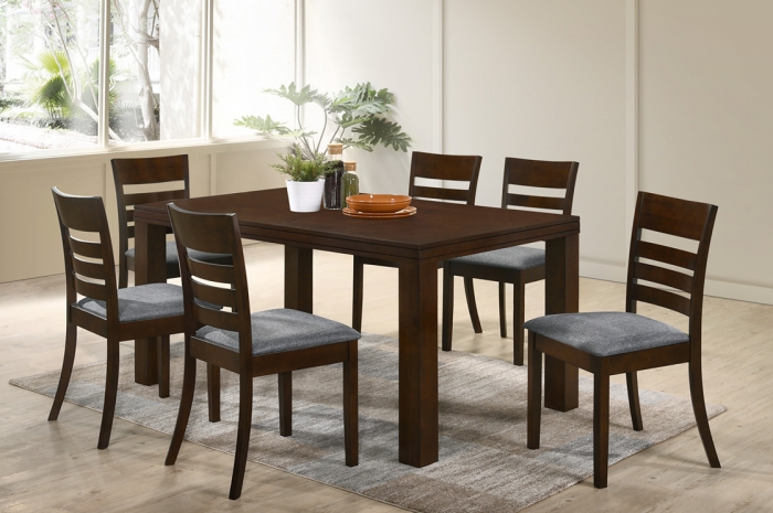 Karen 1+6 Virginia Table 900 x 1500mm - Dining Set - Golden Tech Furniture Industries Sdn Bhd