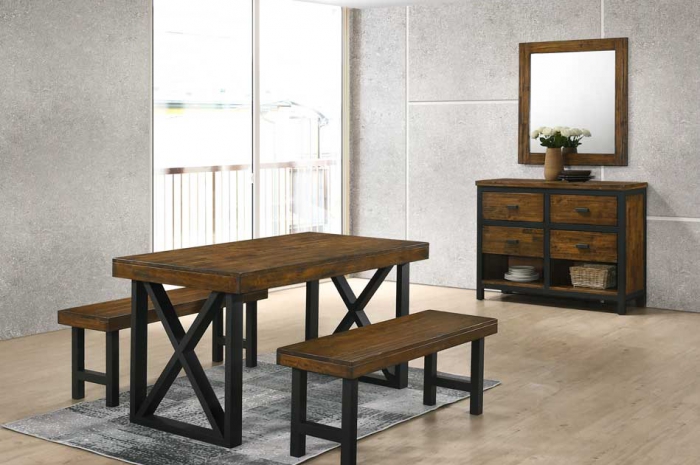 Ruso_1_2_Bench_Sideboard_Mirror - Dining Set - Golden Tech Furniture Industries Sdn Bhd
